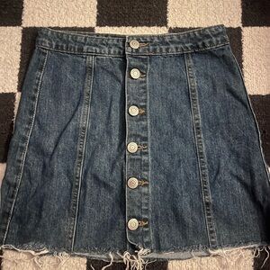 Denim Button-Front Skirt